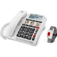 Geemarc CL610 Schnurgebundenes Seniorentelefon Foto-Tasten, Freisprechen, für Hörgeräte kompatibel,