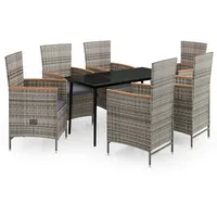 VidaXL 7-tlg. Garten-Essgruppe mit Kissen Grau