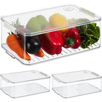 Relaxdays Kühlschrank Organizer, 3er Set, Kühlschrankeinsätze mit Deckel &