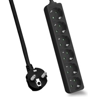 Helos Steckdosenleiste CLASSIC, 6-fach, schwarz, 1,5m, ohne Schalter