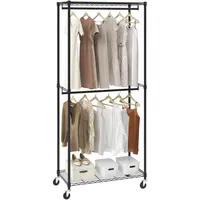 Vevor Rollbarer Kleiderständer Garderobenständer 1 Kleiderstange, 2-lagig, 136 kg