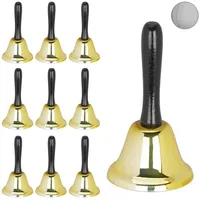 Relaxdays 10 x Tischglocke Handglocke, gold