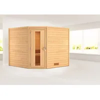 Karibu Massivholzsauna Leona (Ohne Ofen, Materialspezifizierung Tür: Massivholz, L