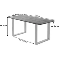 Möbelliebling Esstisch Baumkante massiv Akazie stonefarben 160 x 85