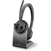 Poly Voyager 4320‐M Microsoft Teams Over‐Ear Headset mit Ladestation,