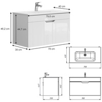 Vicco Waschbecken mit Unterschrank Stefania 80 cm breit, Waschtisch