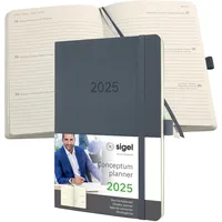 Sigel Buchkalender Conceptum 2025, ca. A5, dunkelgrau, Softcover, 192