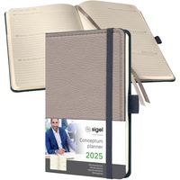 Sigel C2554 Wochenplaner Wochenkalender 2025, Lederoptik, ca. A6, beige,