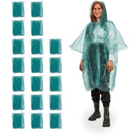 Relaxdays Regenponcho, 20er Set, Einweg Regencape mit Kapuze, Wandern,