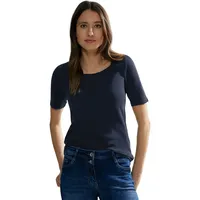Cecil Damen, Style Lena Basic T-Shirt Baumwolle, Universal Blue,