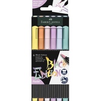 Faber-Castell Fasermaler Black Edition Pastell 6er Etui - Schwarz