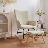 VidaXL Schaukelsessel mit Hocker Creme Stoff