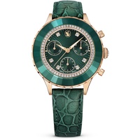 Swarovski Octea Chrono Uhr, Grüne Damenuhr mit Lederarmband und