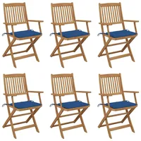 VidaXL Klappbare Gartenstühle 6 Stk. mit Kissen Massivholz Akazie
