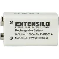 EXTENSILO 9V-Akku Block für diverse Geräte (1 Ah, 9