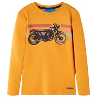 VidaXL Kinder Langarmshirt mit Motorrad-Aufdruck Pullover Sweatshirt T-Shirt Ocker