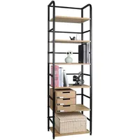 Woltu Standregal mit 6 Ablage 50x30x176cm Eiche Hell -