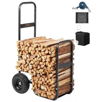 Vevor Kaminholzwagen 67x52x110cm Brennholzwagen Pulverbeschichteter Stahl Brennholzkarre mit 266,7-mm-Gummirädern