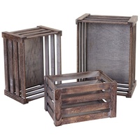 MCW Holzkiste C56 3er-Set Braun Shabby