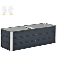 Outsunny Gartenbeet Pflanzkasten Blumenkasten Blumenkübel mit Handschuhe Dunkelgrau 125