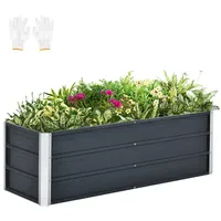 Outsunny Hochbeet 125 x 47 x 40 cm Kohlegrau