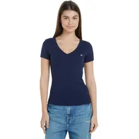 Tommy Jeans Slim Essential Rib Kurzarm-T-Shirt Dark Night Navy