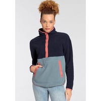 POLARINO Fleecepullover mit Colourblocking-Optik, mit Kängurutasche, aus Fleecestoff blau