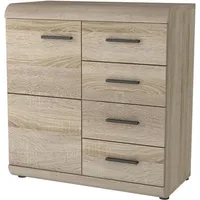 Feldmann-Wohnen Kombikommode, Braun, Holz, 1 Fächer, 4 Schubladen, Rechteckig,
