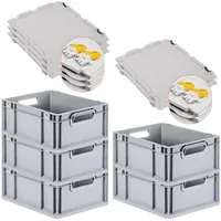 Proregal 5x Eurobox NextGen Grip mit Scharnierdeckel und gelben