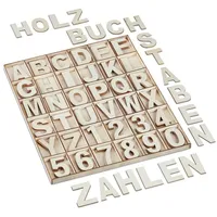 Relaxdays Holzbuchstaben & -zahlen Set 144-teilig Beige