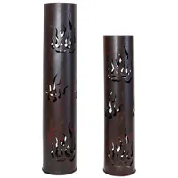 Dekoleidenschaft 2X Windlichtsäule Flammen aus Metall in Antik Optik,
