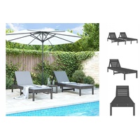 VidaXL Sonnenliegen 2 Stk. Grau 199,5x60x74 cm Massivholz Kiefer