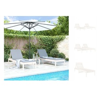VidaXL Sonnenliegen 2 Stk. mit Tisch Weiß Massivholz Kiefer