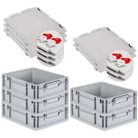 Proregal 5x Eurobox NextGen Grip mit Scharnierdeckel und roten