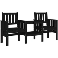 VidaXL Gartenbank mit Tisch 2-Sitzer Schwarz Massivholz Kiefer