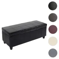 Mendler Aufbewahrungs-Truhe Sitzbank Kriens, Leder + Kunstleder, 112x45x45cm -