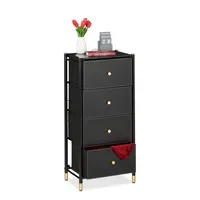 Relaxdays Sideboard 4 Schubladen Gold / Schwarz