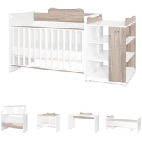 Lorelli Babybett Multi, Jugendbett, Schreibtisch, Wickeltisch, mehrfach umbaubar hellbraun