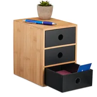 Relaxdays Schreibtisch Organizer, 3 Schubladen, Bambus & MDF, Schreibtischbutler