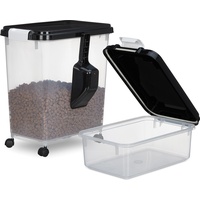 Relaxdays Hundefutter Aufbewahrungsbox 10L und 30L 2-tlg. schwarz/transparent