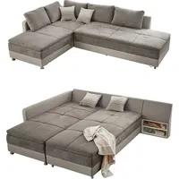 Luma-home 15102/ Federkern Ecksofa, Graubraun/Beige, Schwenkteil rechts