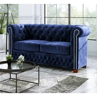 S-style möbel - Chesterfield Jutta Sofa 2-Sitzer aus Marineblau