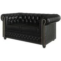 S-style möbel Chesterfield-Sofa, Schwarz, veganem Leder - Lukas