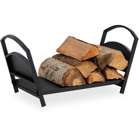 Relaxdays Kaminholzkorb, Metall, klappbarer Holztragekorb, HxBxT: 33 x 66