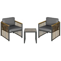 Outsunny Gartenmöbel-Set 3-tlg., Bistro-Set inkl. Couchtisch, 2 Stühle, Gartensitzgruppe