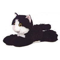 AURORA 12743 - Mini Flopsies Katze Maynard, schwarz/weiß, Schlenker-Plüschtier,