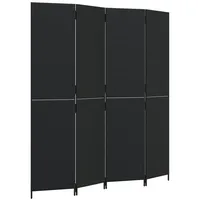 VidaXL Paravent 4-tlg. Schwarz Poly Rattan