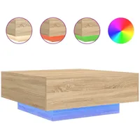 VidaXL Couchtisch mit LED-Leuchten Sonoma-Eiche 80x80x31 cm