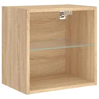 VidaXL Wand-Nachttisch mit LED-Leuchten Sonoma-Eiche