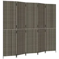 VidaXL Paravent 5-tlg. Grau Poly Rattan